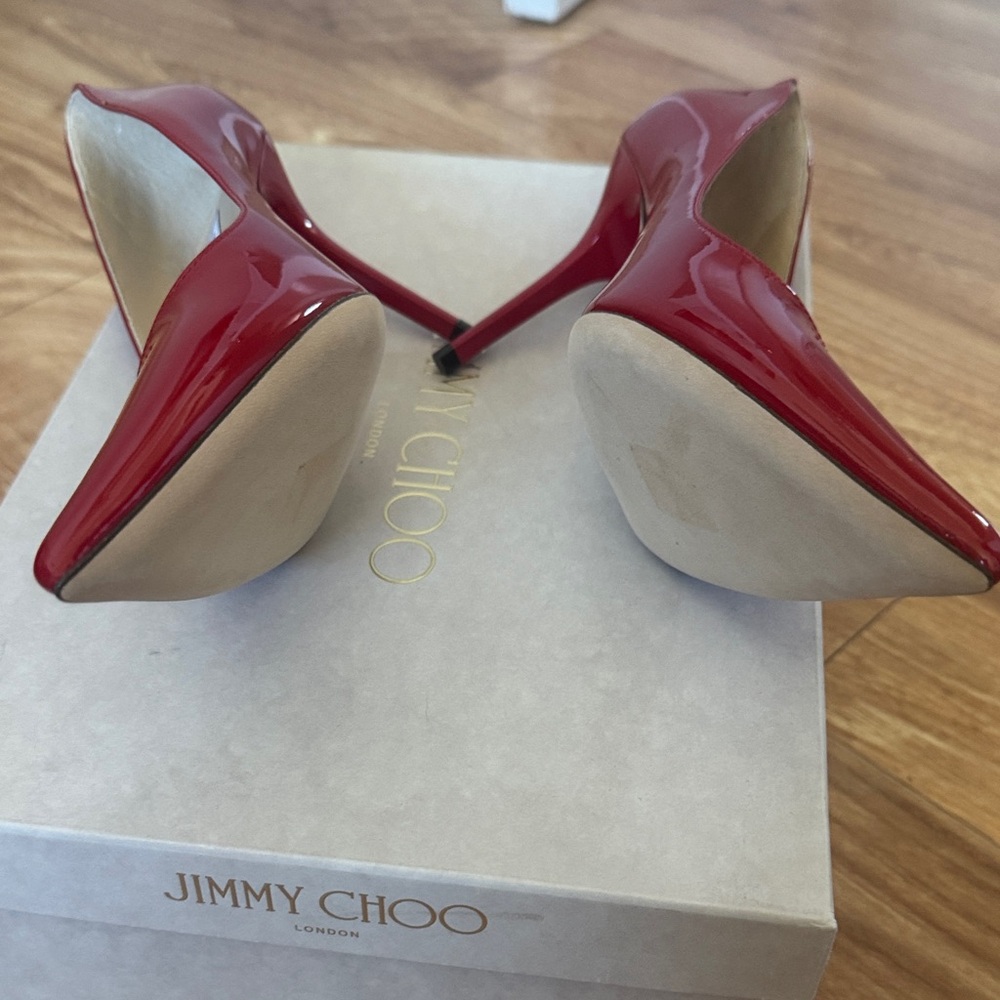 Jimmy Choo Agnes Red Patent Pointed-Toe Stilettos 7.5 Never worn - Picture 5 of 5
